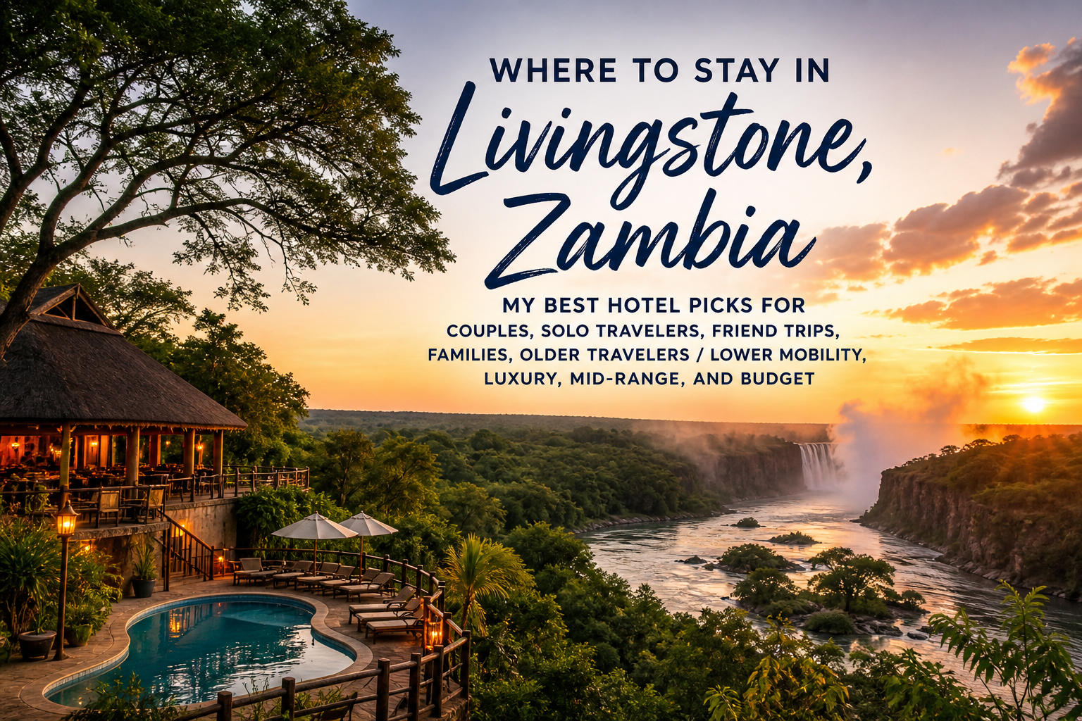 Where to Stay in Livingstone, Zambia: My Best Hotel Picks for Couples, Solo Travelers, Friend Trips, Families, Older Travelers / Lower Mobility, Luxury, Mid-Range, and Budget